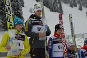 Justin Rok aus Slowenien gewinnt vor Bartomiej Klusek aus Polen und dem Norweger Tom Hilde am Samstag in Engelberg. (Bild: PD)