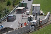 Baustelle an der Bürgenstockstrasse bei Obbürgen. (Bild: Baustelle an der Bürgenstockstrasse bei Obbürgen. Bild: Corinne Glanzmann (19. Juli 2017))