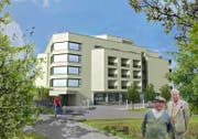 So soll sich das Haus Pilatus des Betagtenzentrums Dreilinden nach der Sanierung und Erweiterung präsentieren. (Bild: Visualisierung PD)