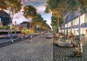 Der Ebikoner Gemeinderat prüft zusammen mit dem Kanton Luzern unterschiedliche Möglichkeiten für die Kantonsstrassensanierung. Die Visualisierung aus dem Masterplan Ebikon ist eine Option. (Bild: Visualisierung PD)