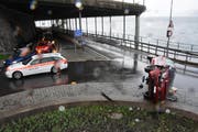 Die Unfallstelle beim Kreisel Acheregg in Hergiswil. (Bild Kantonspolizei Nidwalden)