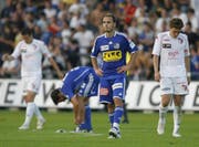 Ratlose Luzerner (Paquito vorne und Renggli) nach dem Spiel gegen Sion. (Bild Keystone)