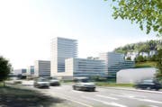 Blick von der Luzernerstrasse aus auf «Eichhof West» (Bild: Visualisierung PD)