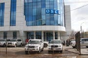 Ein Stützpunkt der OSZE-Beobachter in der Ukraine. (Bild: Keystone)