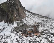 Die Bauarbeiten an der Bergstation am Schneehüenerstock gestalten sich schwierig. (Bild: Urs Hanhart (Andermatt, 14. September 2017))