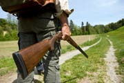 Im Erstfeldertal ist ein Mann auf der Jagd verunfallt. Im Symbolbild: Ein Mann im Kanton St. Gallen hält sein Gewehr. (Archivbild/ Keystone/Ennio Leanza)