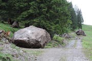 Tonnenschwere Felsbrocken donnerten ins Tal. (Bild: Kanton Schwyz)