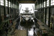 Die «Unterwalden» in der Werft. (Bild Chris Iseli/Neue LZ)