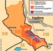 Die heutige Aufteilung von Jagdbann-, Intensivnutzungs- und Landschaftsschutzgebiet rund um den Titlis. (Bild: Janina Noser)