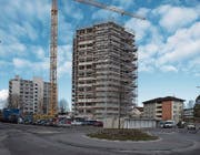 Der Fanghöfli-Wohnturm in Littau. (Bild: Nadia Schärli (2. Februar 2018))