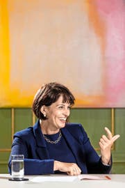 Doris Leuthard: «Heute verdient die Post mit dem Verkauf von Drittprodukten rund 500 Millionen Franken, die dazu beitragen, das Poststellennetz aufrechtzuerhalten.» (Bild Philipp Schmidli)