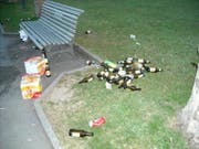 Am Quai in der Stadt Zug liegen Bierflaschen herum. (Archivbild ZZ)