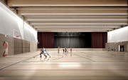 Visualisierung der umstrittenen Buochser Mehrzweckhalle. (Bild: PD)