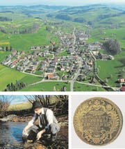 Links: Toni Obertüfer hat in den 1980er-Jahren das Goldsuchen populär gemacht. Rechts: Vorderseite eines Luzerner Dukaten von 1741 aus Napfgold. (Bilder: PD)
