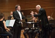 Der Bariton Christian Gerhaher mit dem Chamber Orchestra of Europe unter Bernard Haitink. (Bild: Priska Ketterer/LF (Luzern, 15. August 2017))