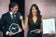 Melanie Winiger bei den SLF Awards 2014, bei denen Murat Yakin als Best Coach 2013 ausgezeichnet wurde. (Bild: Keystone)