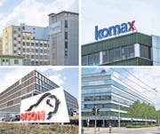 Grosse Firmen sind für die Steuerkassen der Gemeinden zentral: Monosuisse in Emmenbrücke und Komax in Dierikon (oben), Bison in Sursee und CSS in Luzern (unten). (Bilder Neue LZ)