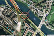 Die Unfallstelle bei der Reussport-Tunnel-Einfahrt. (Karte mapsearch.ch)
