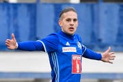 Stefan Wolf nach seinem Treffer im Testspiel gegen Feyenoord Rotterdam im Januar im Trainingslager in Marbella. (Bild: Martin Meienberger/freshfocus (Marbella, 13. Januar 2018))