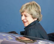 Theresa May in Brüssel. (Bild: Olivier Hoslet/EPA (19. Oktober 2017))