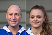 Die beiden Headcoachs bleiben Volley Top Luzern für zwei weitere Jahre erhalten: Dario Bettello, Trainer der Damen und Lauren Bertolacci, Trainerin der Herren. (Bild: Dominik Wunderli / Neue LZ)