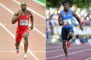 Der Jamaikaner Asafa Powell (links) verbesserte dreimal den Weltrekord. Sein Landsmann Yohan Blake Zweitschnellster Mann aller Zeiten. (Bild: Keystone)