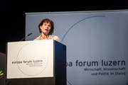 Doris Leuthard am Europa-Forum im KKL. (Bild Roger Grütter)