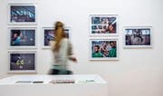 Teil der Ausstellung im Museum im Bellpark: Fotoserie mit Einblicken in die Kabine des SCK. (Bild: Nadia Schärli (Kriens, 18. Mai 2017))