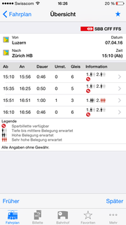 Ob auf einer Verbindung Sparbillette erhaltlich sind zeigt jeweils das %-Symbol.