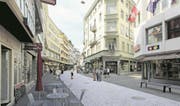 Der «Walk of Watches» – Granitplatten mit eingelassenen Uhrenlogos- blieb eine Vision. (Bild: Visualisierung)