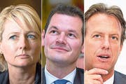 Von links: Isabelle Moret, Pierre Maudet und Christian Lüscher. (Bild: .Bilder: Keystone)