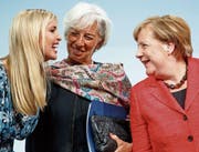 Ivanka Trump, Christine Lagarde und Angela Merkel (v. l. n. r.). (Bild: Carsten Koall/EPA (Berlin, 25. April 2017))