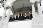 Die Regierung am Wahlsonntag im März 2010 (von links): Paul Federer, Hans Wallimann, Esther Gasser, Niklaus Bleiker, Franz Enderli. (Bild: Roger Zbinden/Neue OZ)