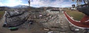 Links der Zihlmattweg, hinten der Pilatus, ganz rechts die Leichtathletikanlage: Etwa in der Mitte der Grossbaustelle wird das neue FCL-Stadion mit dem Solardach stehen. (Bild pd)