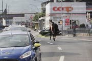 Das ausgebüxte Pferd konnte nach einer langen Flucht auf der Gotthardstrasse bei der Coop-Tankstelle in Seewen eingefangen werden. (Bild: Ruggero Vercellone / Bote der Urschweiz)