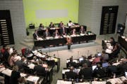 Regierungsrat Marcel Schwerzmann spricht anlässlich des Konsolidierungsprogramms 2017. (Bild: Manuela Jans-Koch)