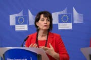 Bundespräsidentin Doris Leuthard nimmt im November am Europa Forum Luzern teil. (Bild: Olivier Hoslet/EPA (Brüssel, 6. April 2017))