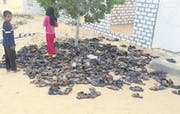Entsorgte Schuhe von Opfern des Massakers ausserhalb der Al-Rawdah-Moschee in Bir al-Abed. (Bild: AP (25. November 2017))