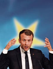 Emmanuel Macron bei seiner gestrigen Rede in der Pariser Sorbonne-Universität. (Bild: Ludovic Marin/EPA)