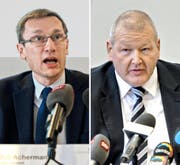 Kommandant Adi Achermann (links) und Kripo-Chef Daniel Bussmann. (Bild: Pius Amrein/Eveline Beerkircher)