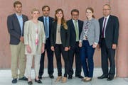 Sie wollen nach Bern: Christoph Iten, Monika Barmet-Schelbert, Gerhard Pfister (er ist schon dort), Corina Kremmel, Andreas Hausheer, Anna Bieri und Peter Hegglin. (Bild: PD)