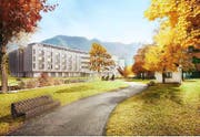 Der Neubau namens «Schmetterling» auf einer Visualisierung. (Bild: PD)