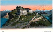Rigi-Kulm vor schöstem Morgenrot. Ansicht auf einer Postkarte. (Bild: PD/Regionalmuseum Vitznau-Rigi)