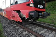 Der havarierte Triebwagen der BLS-Komposition. (Bild: pd)