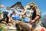 Der Umzug wird auf Tele 1 übertragen. Auf dem Bild ist der Waldwirtschaftsverband Obwalden am letztjährigen Zentralschweizer Jodlerfest in Sarnen zu sehen. (Bild Philipp Schmidli)