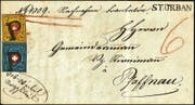 In St. Urban aufgegeben, in Pfaffnau in Empfang genommen: Dieser Brief vom 26. Juni 1851 wird morgen Freitag versteigert (Bild: PD)