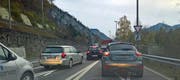 Selbst auf der Kantonsstrasse in Alpnachstad lief nicht mehr viel. (Bild: Leserreporter)