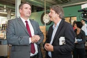 Von links im Uhrzeigersinn: SVP-Präsident Albert Rösti, FDP-Präsidentin Petra Gössi, SP-Präsident Christian Levrat, SP-Ständerat Paul Rechsteiner und FDP-Nationalrat Hans-Ulrich Bigler. (Bild: Keystone (Bern, 24. September 2017))