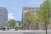 Der neue Bahnhofplatz in Horw ab Mitte 2022. (Bild: Visualisierung Lengacher und Emmenegger Architekten AG)