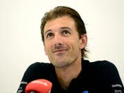 Der Schweizer Radprofi Fabian Cancellara spricht an einer Medienkonferenz in Zug über die bevorstehende Tour de Suisse (Bild: KEYSTONE/URS FLUEELER)